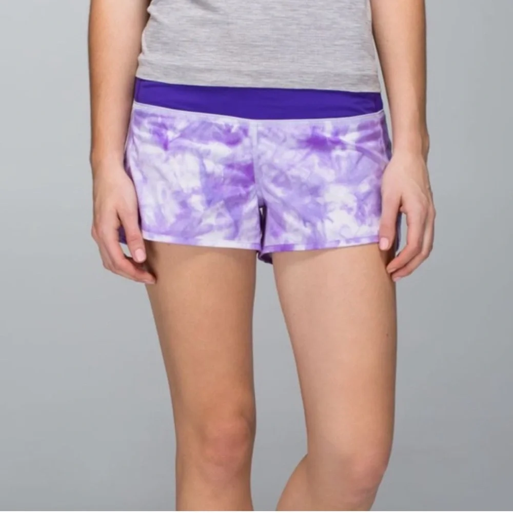 Lululemon Run Speed Short Purple Tie Dye Lined Running Shorts 3” Inseam Gym Yogw
